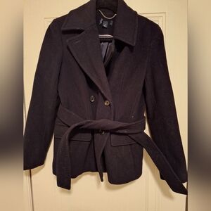 Black Wool and Cashmere Winter Coat, Size 6 Women's